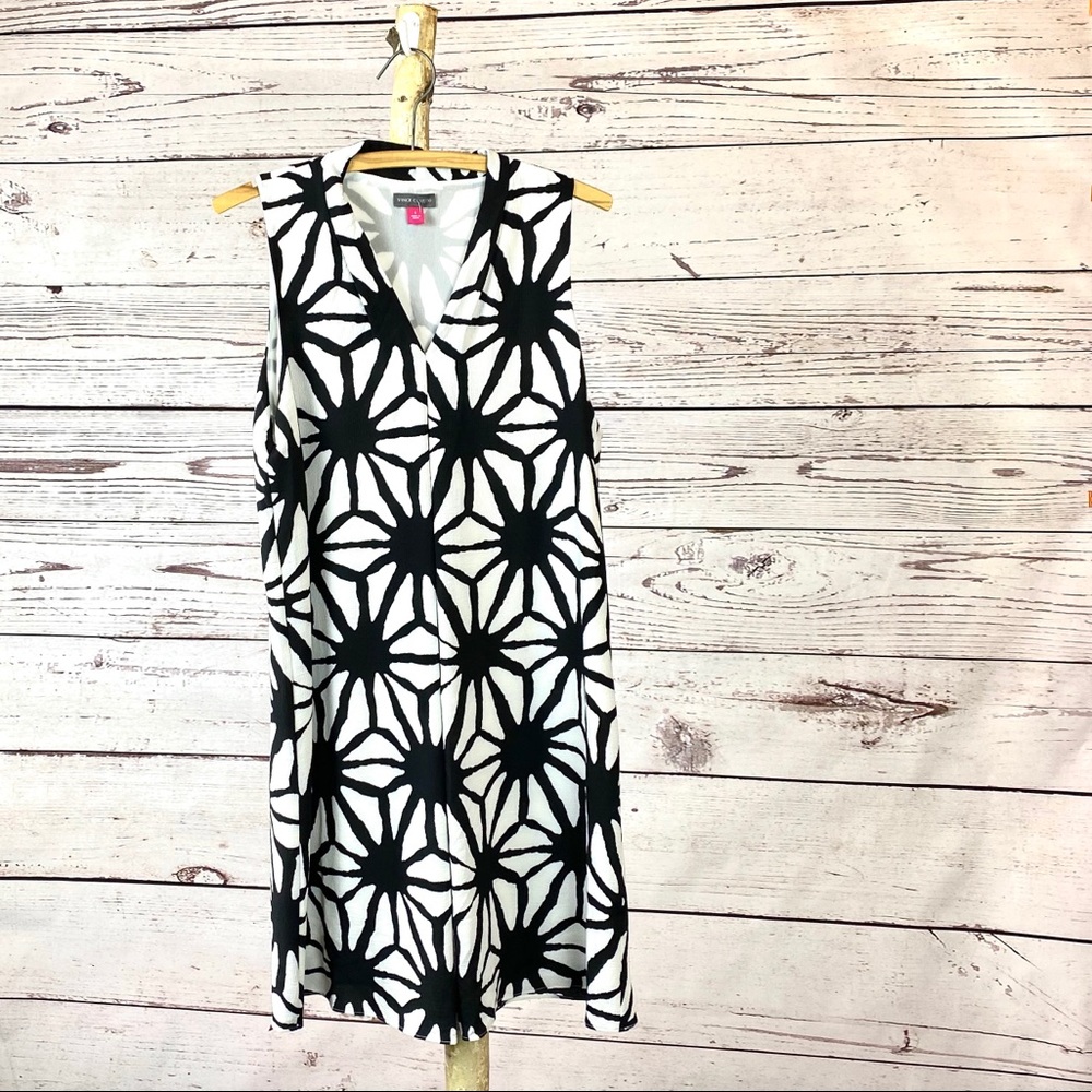 Vince Camuto Black & White Gauze Dress S
